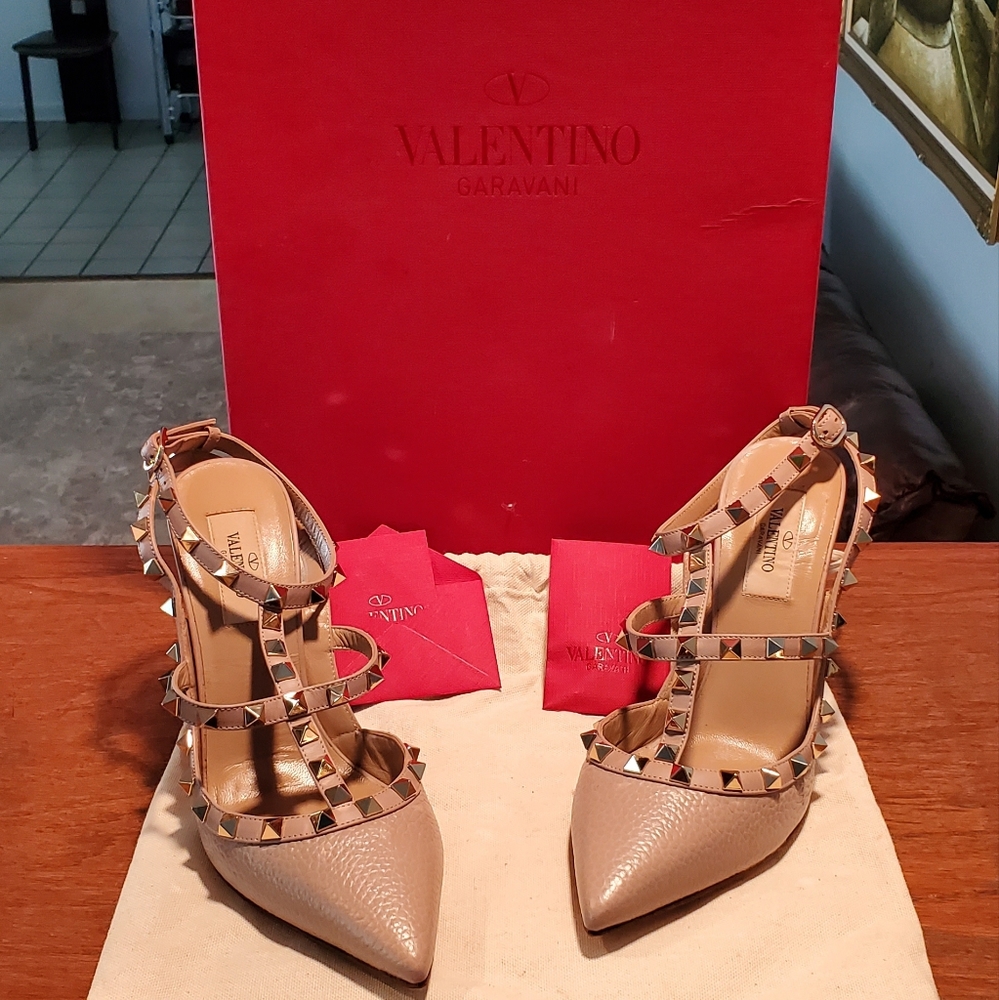 Valentino nude studded heels.